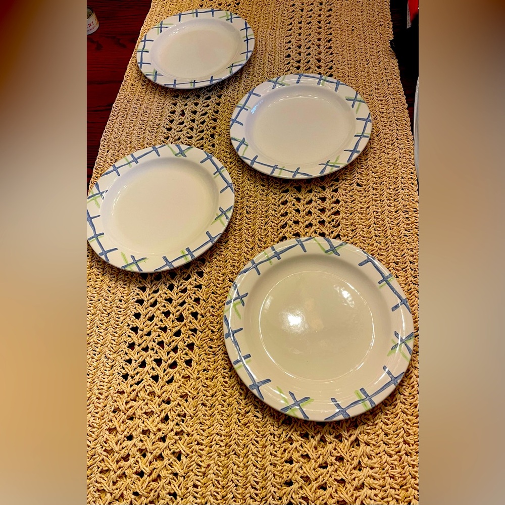Pfaltzgraff “Cloverhill” Blue & Green Plaid 8” Salad Plates